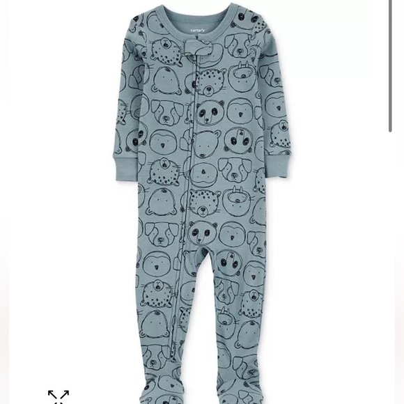 Carter's Toddler Boys Cotton Animals-Print 100%Snug Fit 1Piece Footed Pajamas 5T - Picture 1 of 9